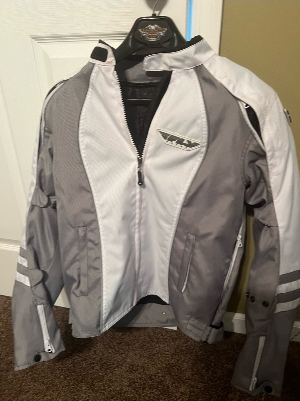 Women's Gray & White Performance Motorcycle Jacket